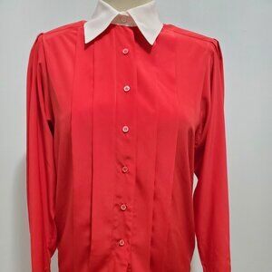 1980s-90s Arthur Kohler pleated red blouse